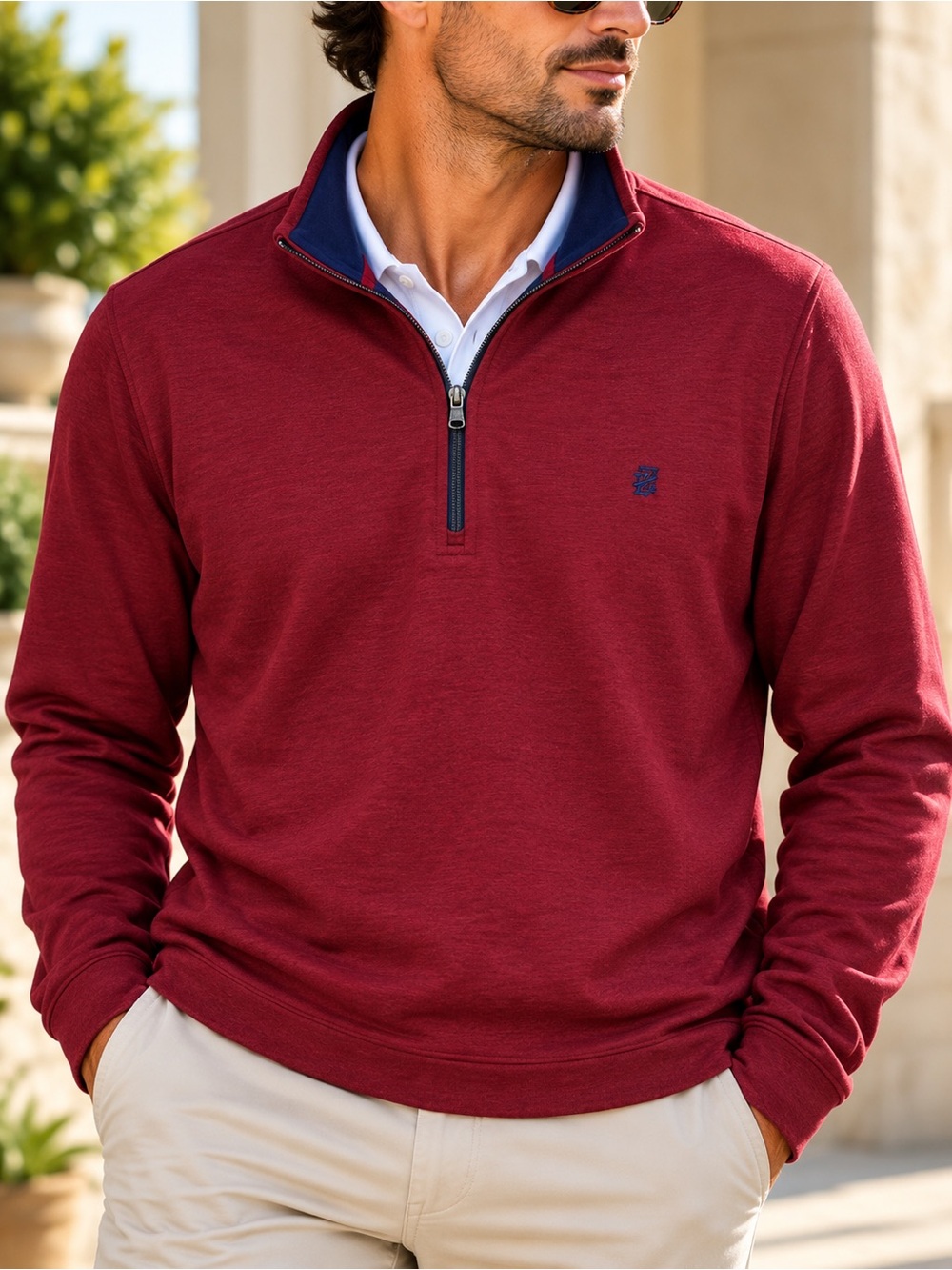 IZOD Advantage Performance Men's XXL Burgundy Stretch Quarter Zip Pullover #794